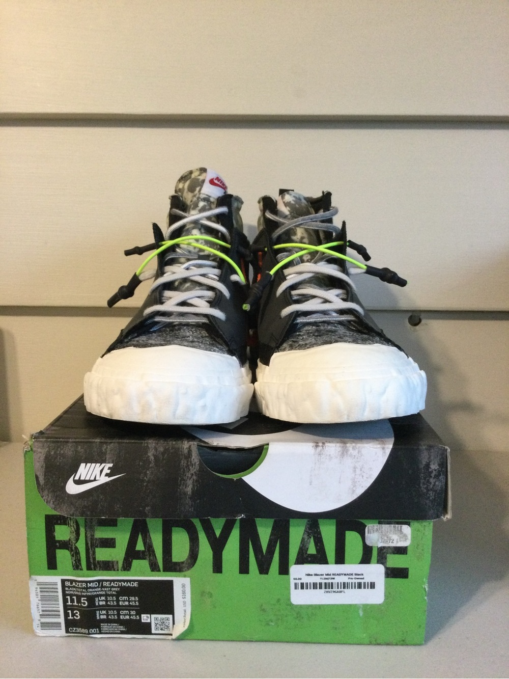Nike Blazer Mid men’s ReadyMade Black White Neon Green Sneaker